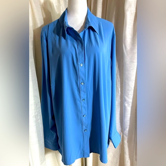 Ashley Stewart dusky blue long blouse Plus Size - Picture 1 of 5